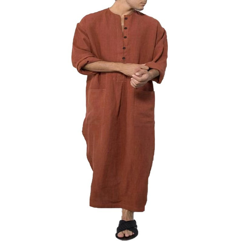 LionVII Men's Kaftan Thobe Long Sleeve with Pockets