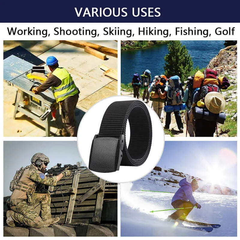 LionVII Mens Belts Web with Plastic Buckle Breathable for Work Travel, Trim to Fit 28-49' Waist. - Product Features:1,Corrosion resistance, Oxidation resistance;2,Strong strap(twice as strong as the - LionVII Professional Gear