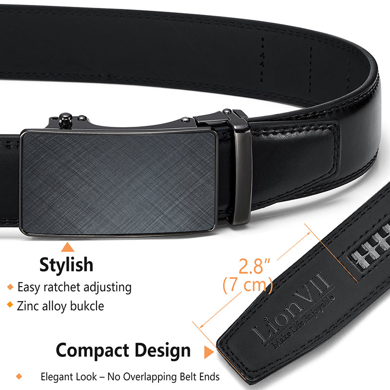 Men's Genuine Leather Belt Ratchet for Casual Trim Fit 29-50" Waist