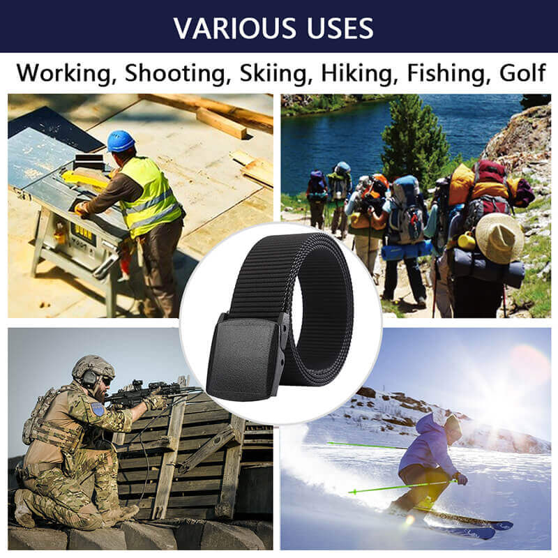 LionVII Mens Belts Web, Nylon Webbing Canvas Army Belt with Plastic Buckle Breathable for Work Travel Golf Outdoor Sports - LionVII