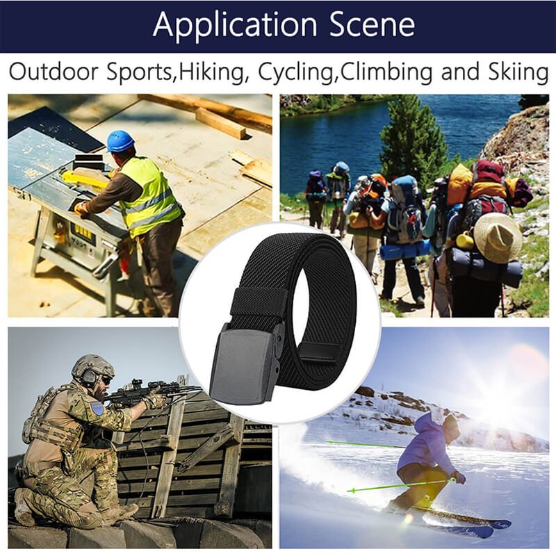 LionVII Men's Elastic Stretch Belts,Breathable Nylon Casual Web Belt for Men Women with No Metal Plastic Buckle for Work Outdoor Sports, - LionVII