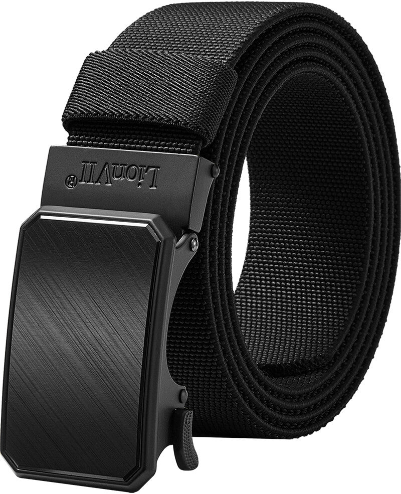 LionVII Ratchet Elastic Stretch Belts, 1 3/8" Belt for Men with Automatic Buckle for Men, Adjustable Trim to Fit 28-49" Waist