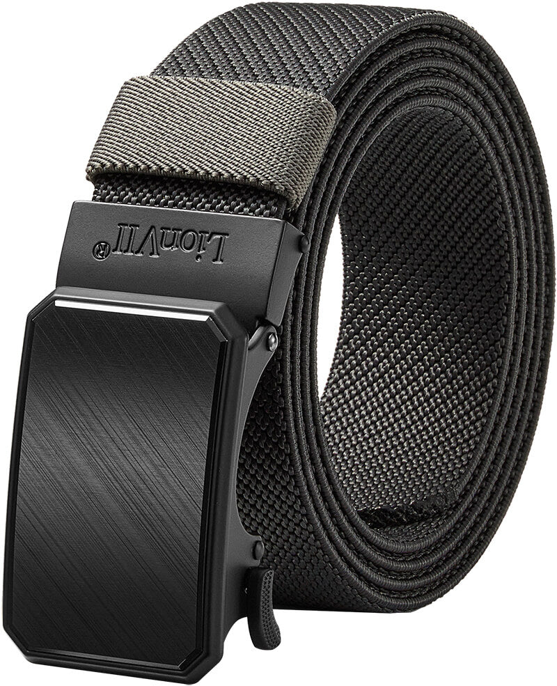 LionVII Ratchet Elastic Stretch Belts, 1 3/8" Belt for Men with Automatic Buckle for Men, Adjustable Trim to Fit 28-49" Waist