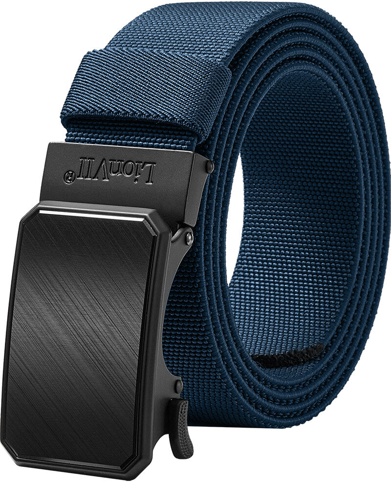 LionVII Ratchet Elastic Stretch Belts, 1 3/8" Belt for Men with Automatic Buckle for Men, Adjustable Trim to Fit 28-49" Waist