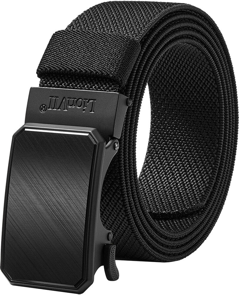 LionVII Ratchet Elastic Stretch Belts, 1 3/8" Belt for Men with Automatic Buckle for Men, Adjustable Trim to Fit 28-49" Waist