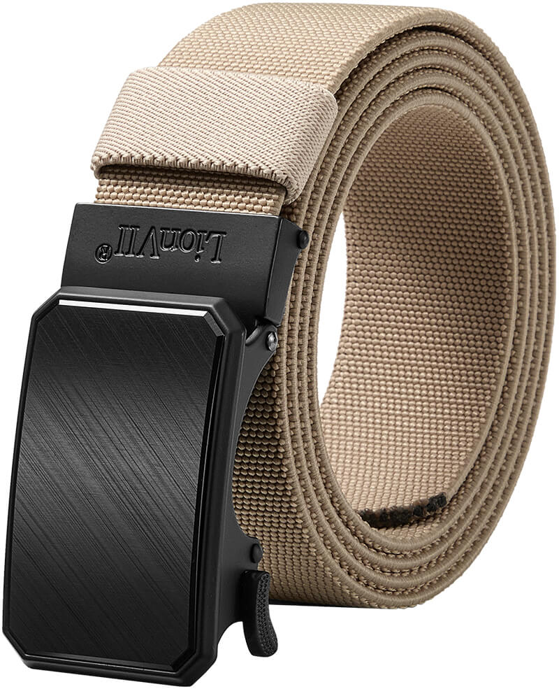 LionVII Ratchet Elastic Stretch Belts, 1 3/8" Belt for Men with Automatic Buckle for Men, Adjustable Trim to Fit 28-49" Waist