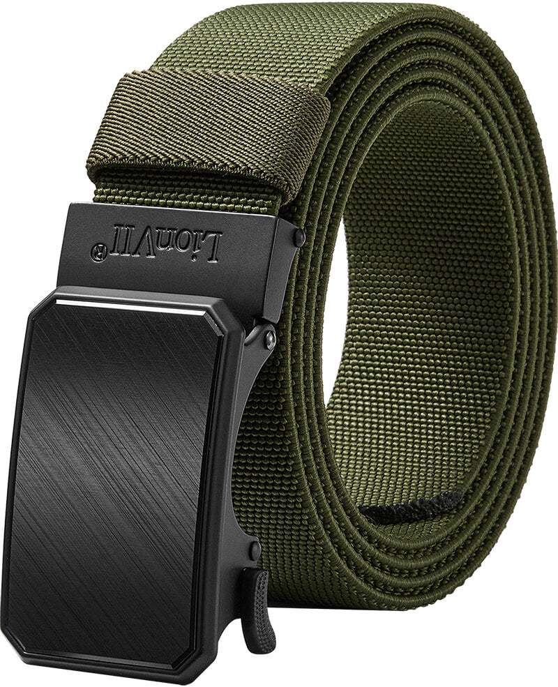 LionVII Ratchet Elastic Stretch Belts, 1 3/8" Belt for Men with Automatic Buckle for Men, Adjustable Trim to Fit 28-49" Waist