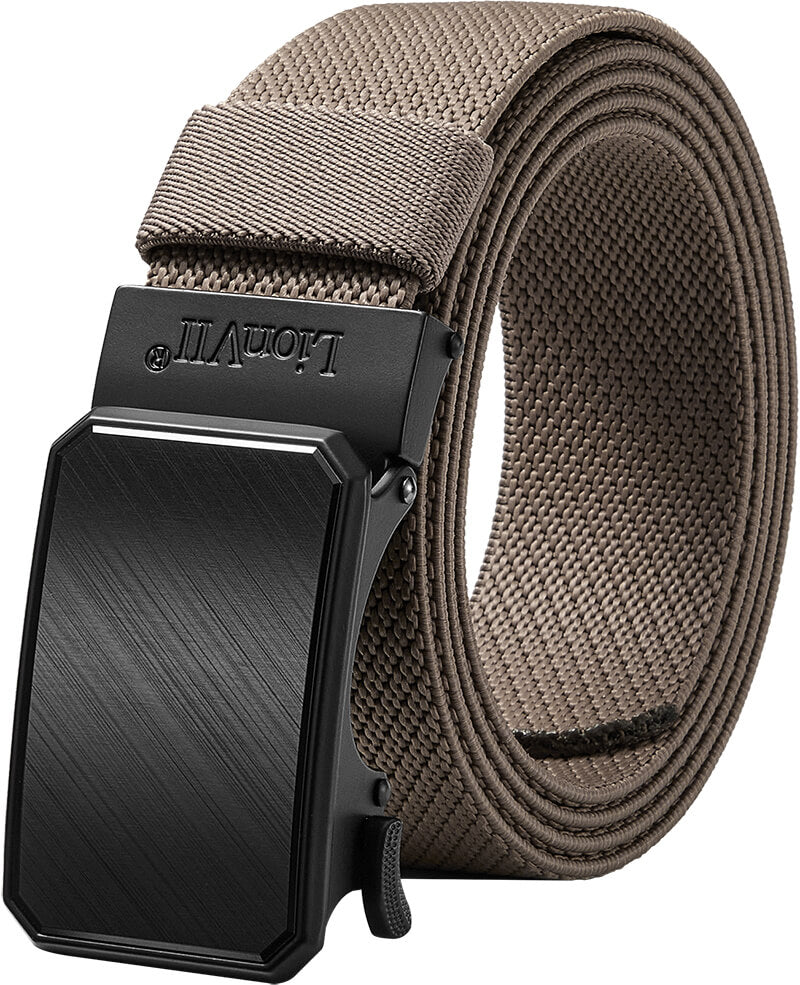 LionVII Ratchet Elastic Stretch Belts, 1 3/8" Belt for Men with Automatic Buckle for Men, Adjustable Trim to Fit 28-49" Waist