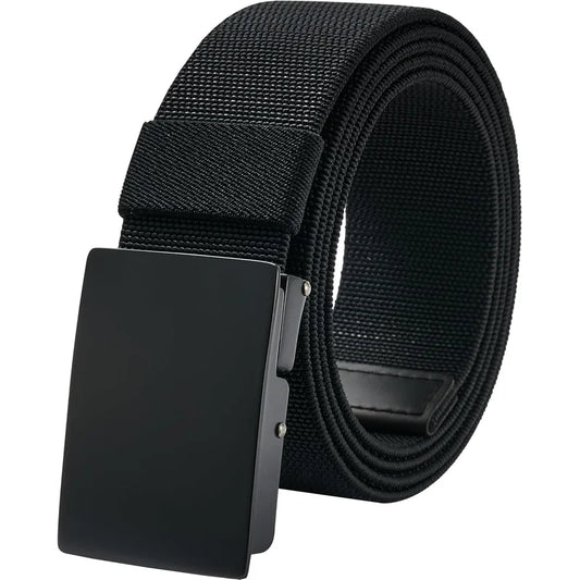 LionVII Casual Mens Belt, Elastic Work Belt with Metal Buckle Adjustable Web Waist Strap, Easy Trim to Fit 28-49" Waist