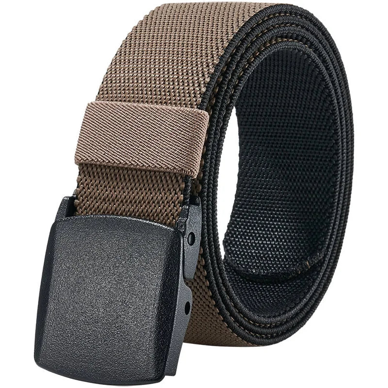 LionVII Men's Elastic Stretch Belts - 2 Colors in 1 Reversible Belt Strap with Plastic Buckle for Work Travel, Adjustable Trim to Fit 28-49' Waist - This elastic belt for men is durable comfortable and breathable for outdoor sports &amp; travel, can - LionVII Professional Gear