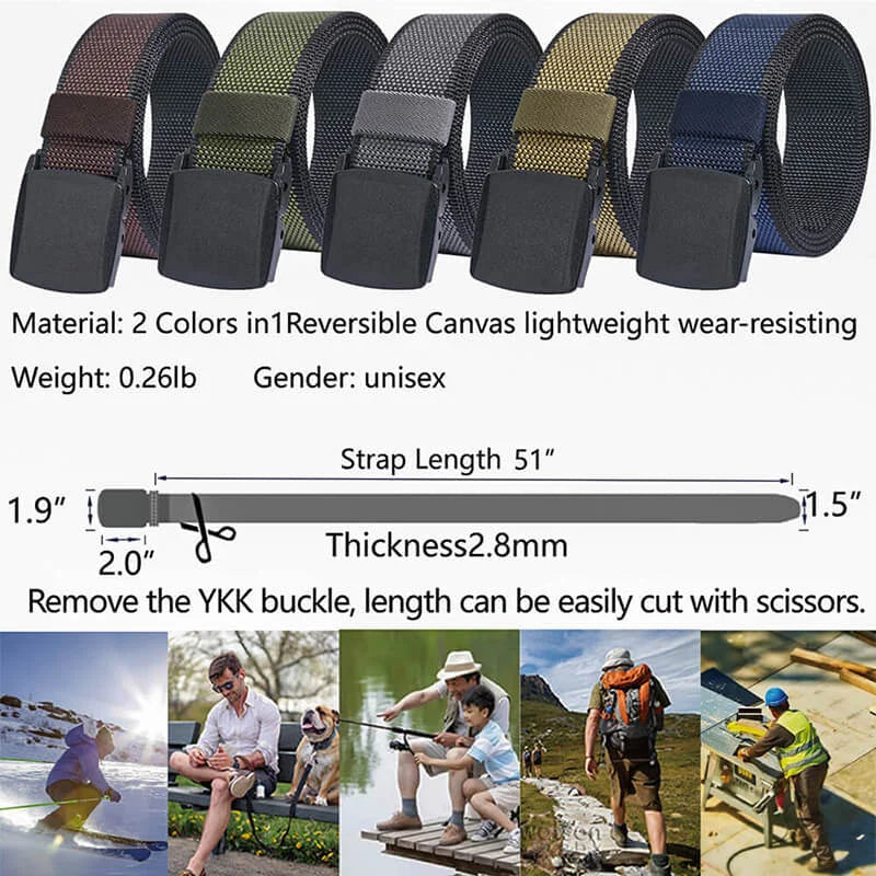 LionVII Mens Belt Web with Plastic Buckle for Work & Golf, Trim to Fit 28-49' Waist - Product Features:

Corrosion resistance, Oxidation resistance;

500lbs Tensile Strength (800D Nylon) - LionVII Professional Gear