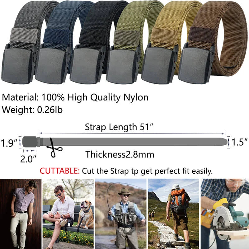 Mens Belt Web, Casual Belt with Plastic Buckle Breathable, Easy Trim to Fit 28- 49' Pants - Choosing LionVII Stylish Sport Belt, Show Your Own Taste
Belt Size(Approx):

Total Length(included b - LionVII Professional Gear