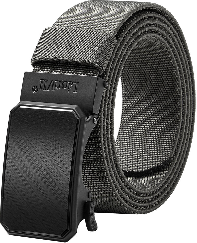 LionVII Ratchet Elastic Stretch Belts, 1 3/8" Belt for Men with Automatic Buckle for Men, Adjustable Trim to Fit 28-49" Waist