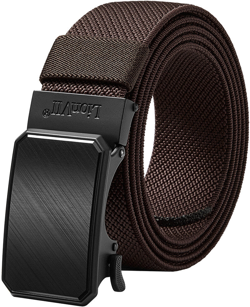 LionVII Ratchet Elastic Stretch Belts, 1 3/8" Belt for Men with Automatic Buckle for Men, Adjustable Trim to Fit 28-49" Waist