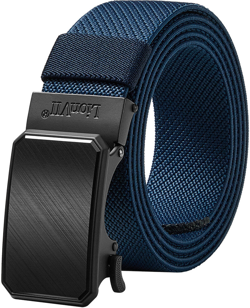 LionVII Ratchet Elastic Stretch Belts, 1 3/8" Belt for Men with Automatic Buckle for Men, Adjustable Trim to Fit 28-49" Waist
