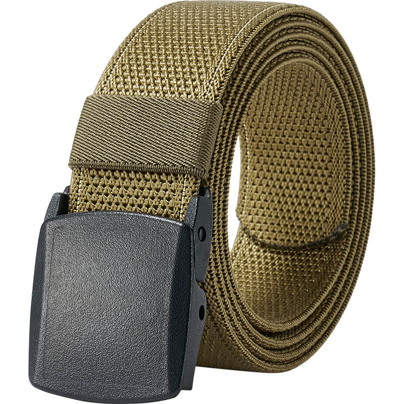 LionVII Men's Belts, Breathable Web Belt with Plastic Buckle for Work Sports, Easy Trim to Fit 27- 46" Waist Olive Brown