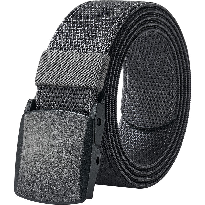 Men's Belts, Breathable Web Belt for Men with Plastic Buckle for Work Sports, Easy Trim to Fit 27- 46" Waist Gray
